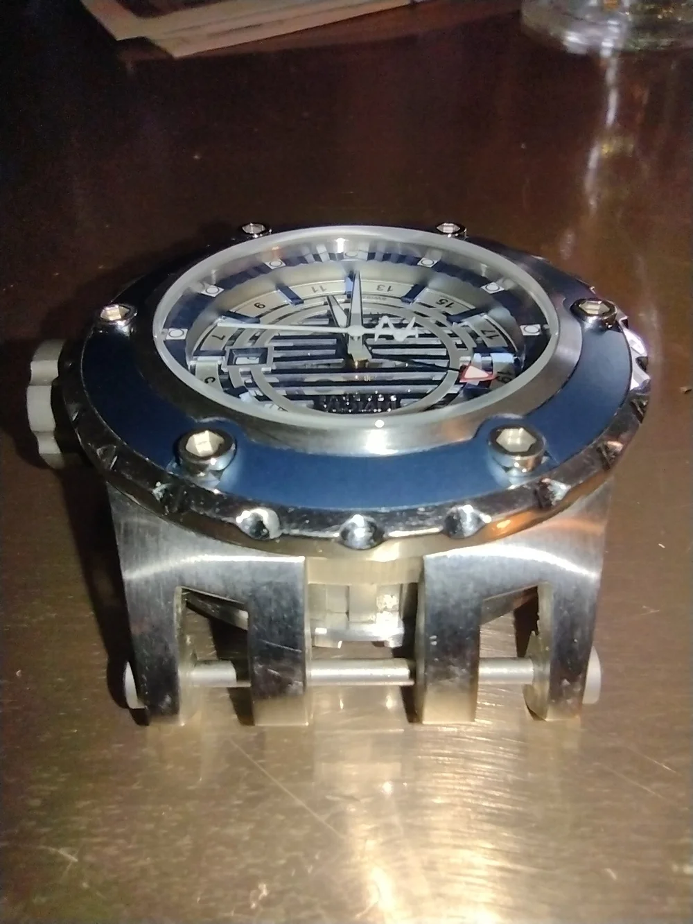 Invicta Silver and Blue Mens Sport Dive Watch